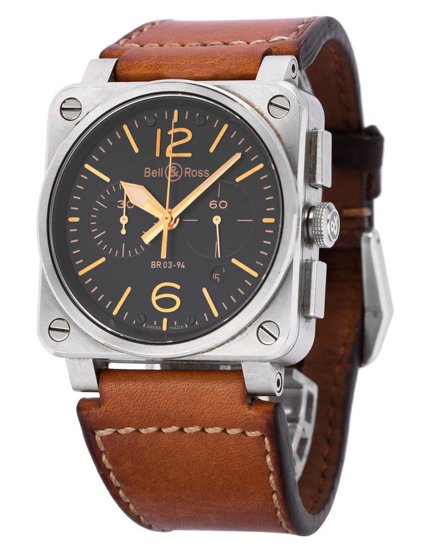 Bell and Ross BR03-94 Chronograph BR0394-HERITAGE - 42 mm Leather side