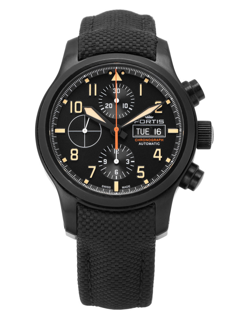 Fortis Aviatis Aeromaster Stealth Chronograph 656.18.18 LP - 42 mm Fabric back