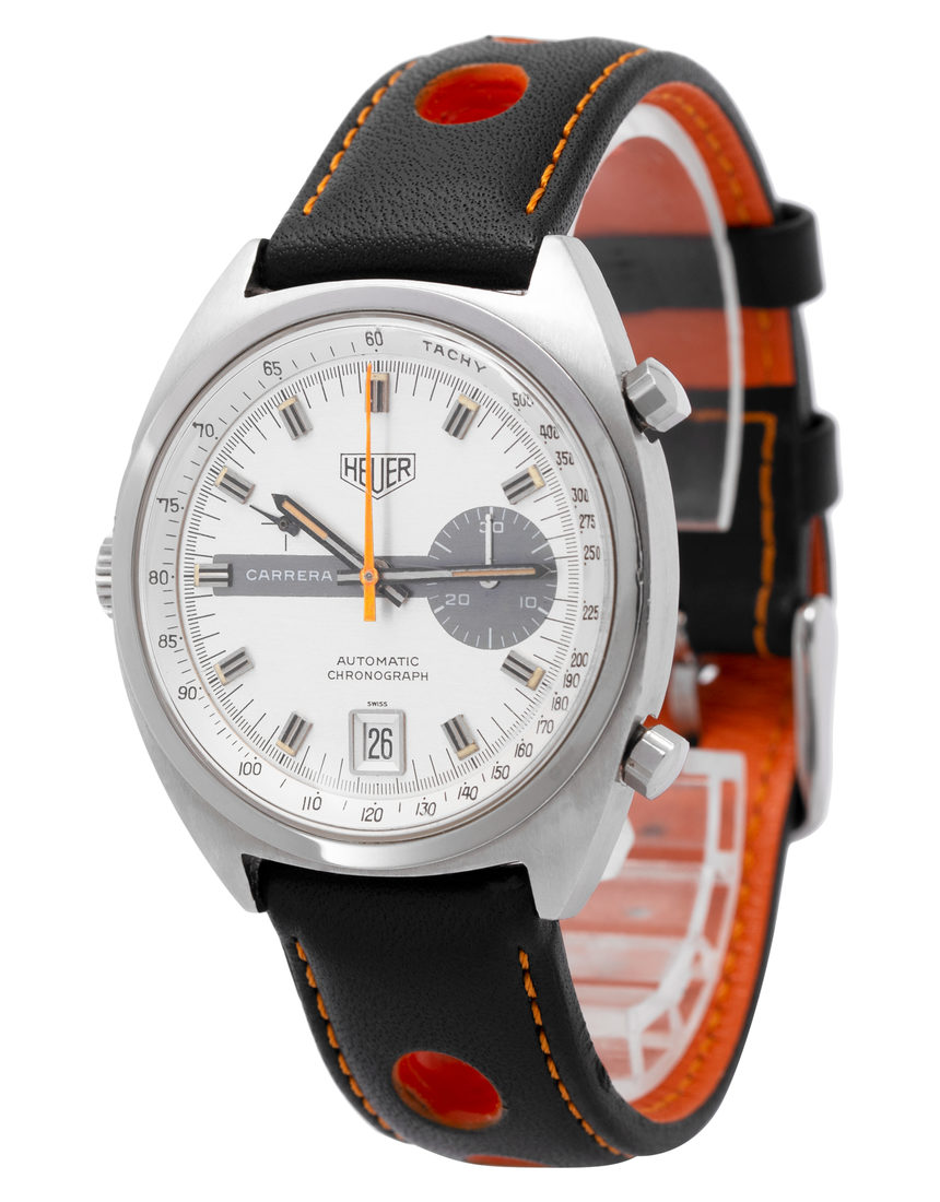 Heuer Vintage Carrera 1553 - 39 mm Leather side