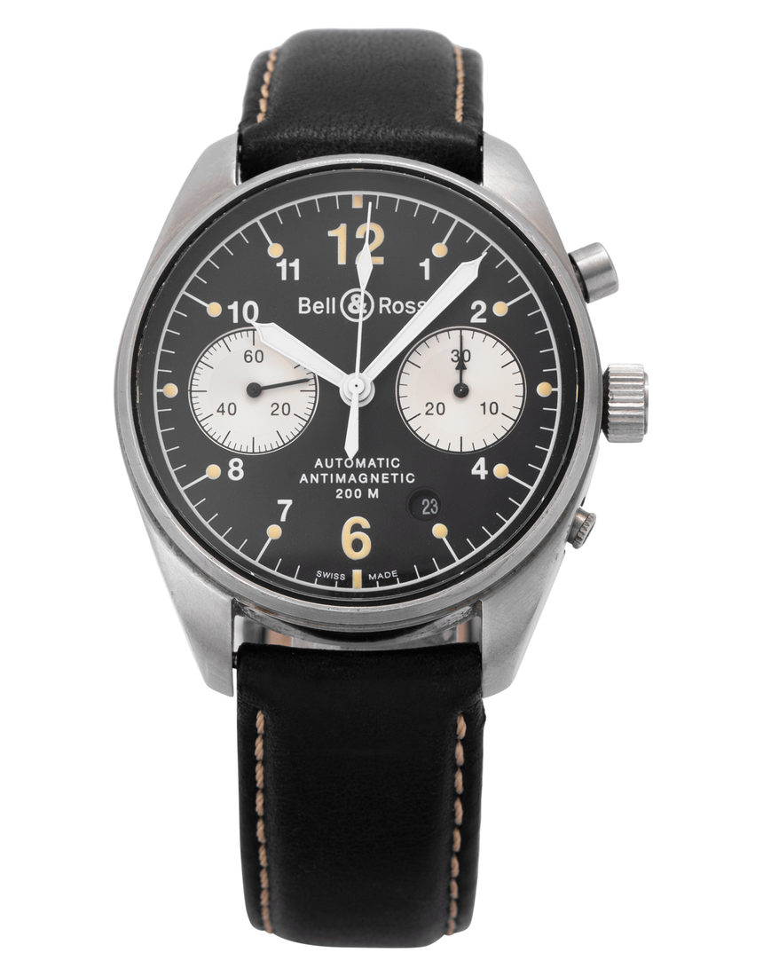 Bell and Ross Vintage 126 Chronograph BR 126 - 39 mm Leather back