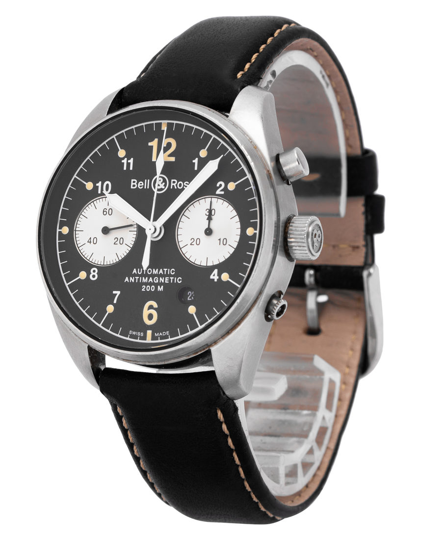 Bell and Ross Vintage 126 Chronograph BR 126 - 39 mm Leather side