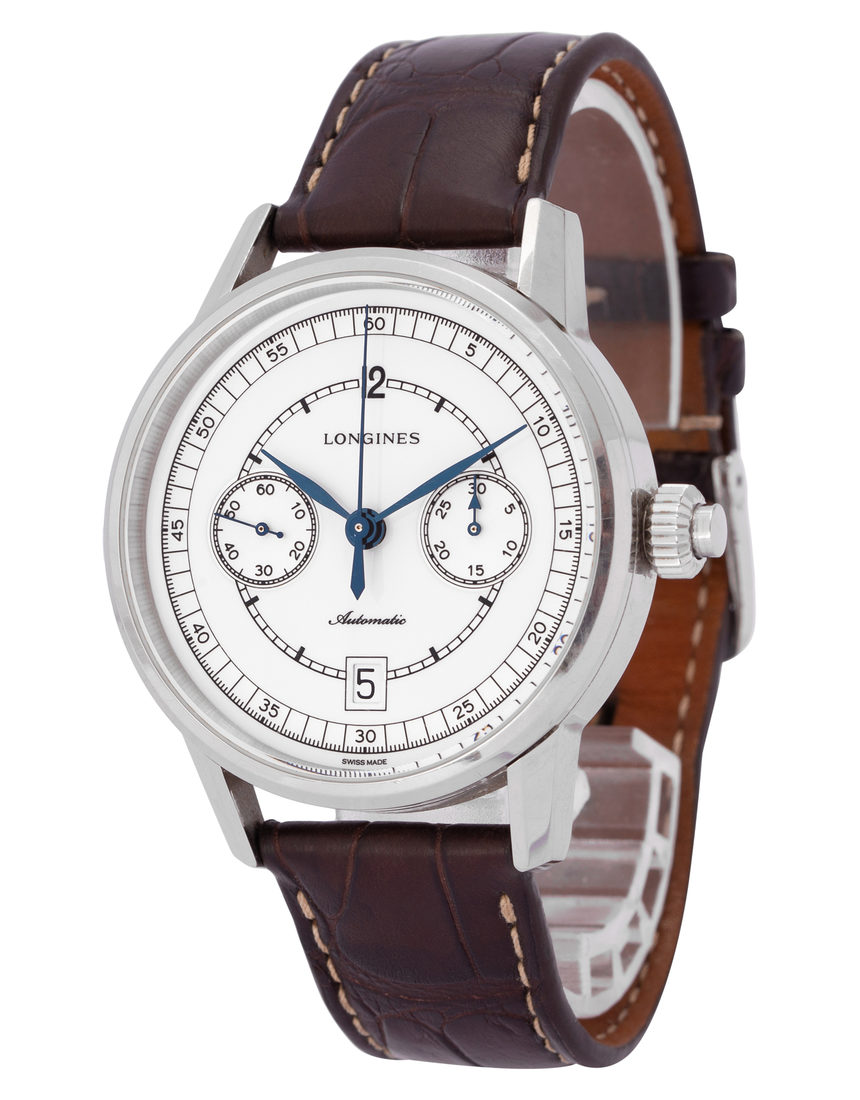 Longines Heritage Column Wheel Single Push-Piece Chronograph L2.800.4.26.2 - 41 mm Leather side