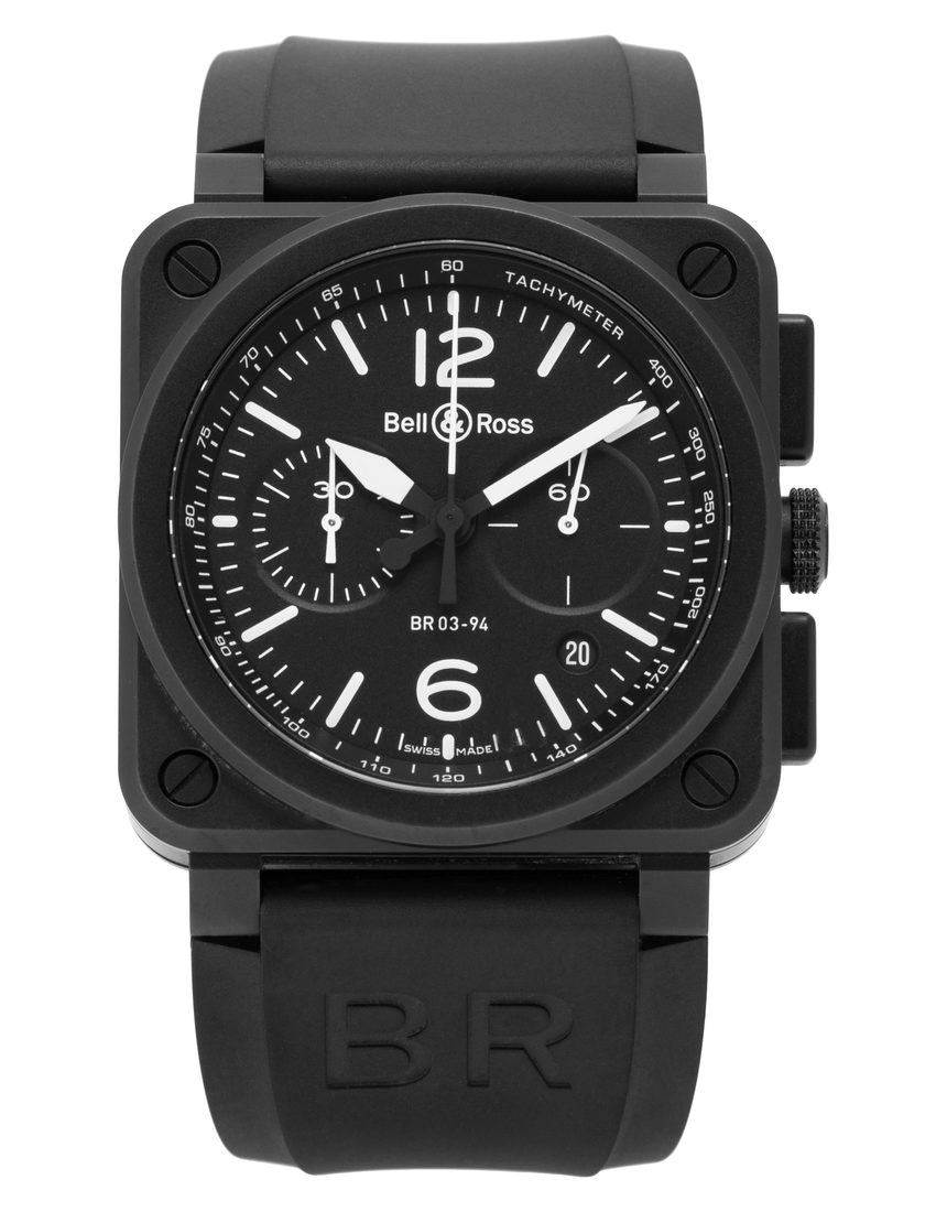 Bell and Ross BR03-94 Black Matte BR0394-BL-CE - 42 mm Rubber back