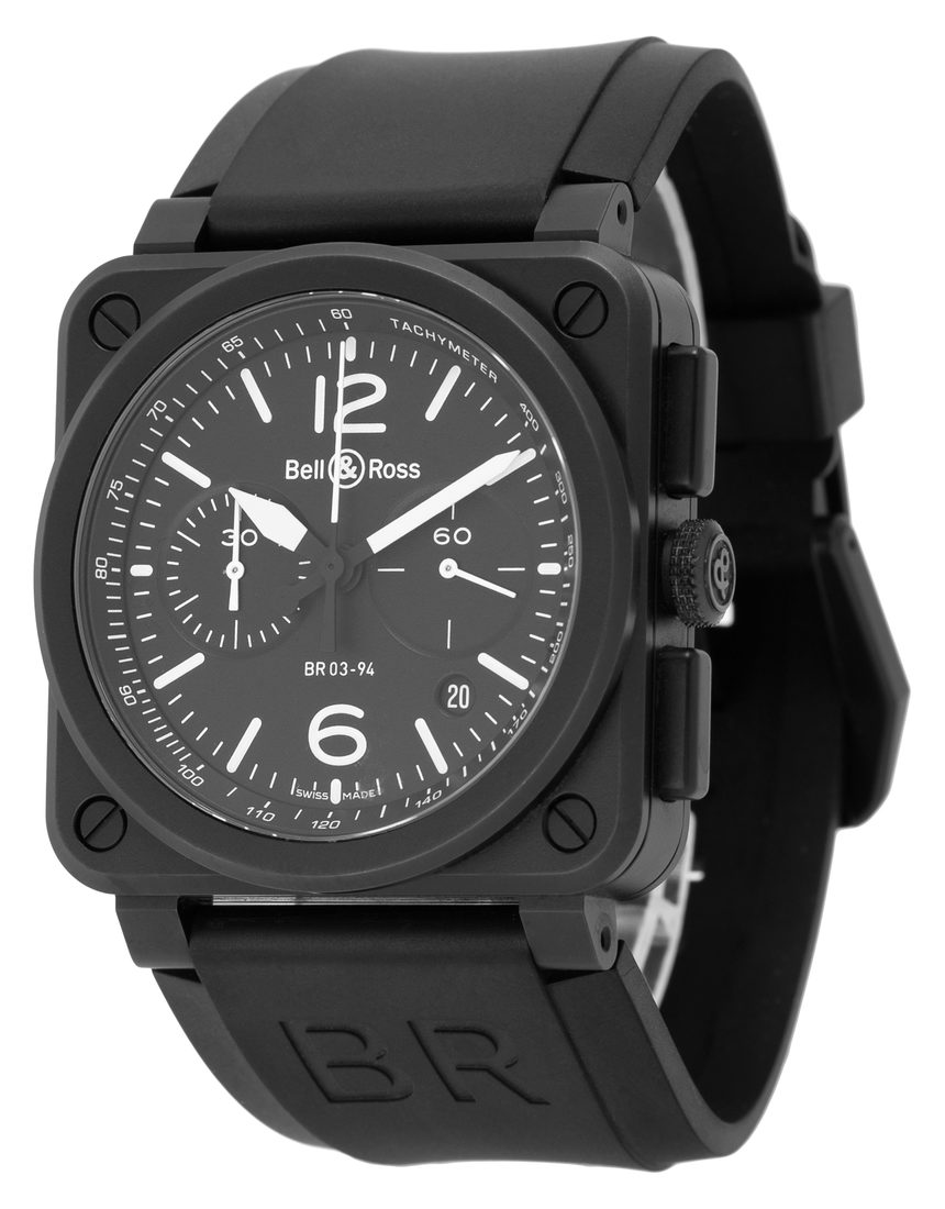 Bell and Ross BR03-94 Black Matte BR0394-BL-CE - 42 mm Rubber side
