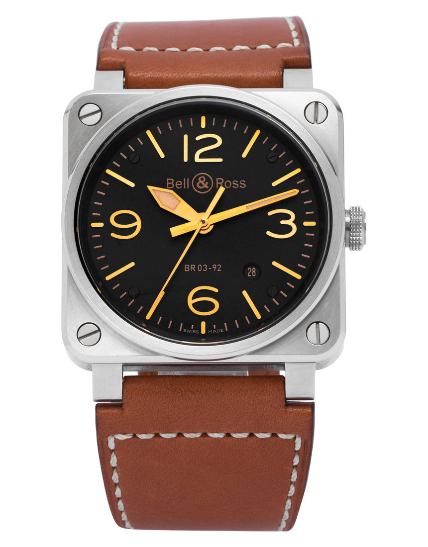 Bell and Ross BR03-92 BR0392-ST-G-HE/SCA/2 - 42 mm Leather back