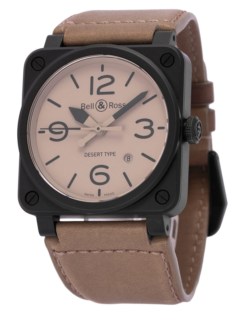 Bell and Ross BR03-92 BR0392-DESERT-CE - 42 mm Leather side