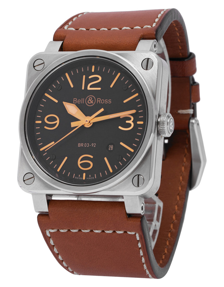 Bell and Ross BR03-92 BR0392-ST-G-HE/SCA/2 - 42 mm Leather side