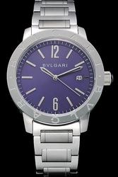 Bvlgari Solotempo Noble Purple Dial Stainless Steel Case And Bracelet Watch Rare Collection