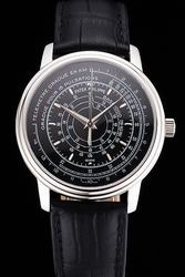 PP Chronograph Stainless Steel Case Black Face Pulsemeter and Telemeter Scale Rep Watch
