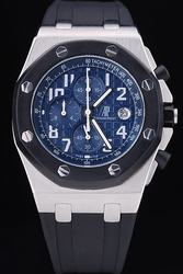 Rep AP Royal Oak Offshore Blue Tapisserie Dial Octangle Bezel Arabic Scale Rubber Strap Watch  26471SR.OO.D101CR.01