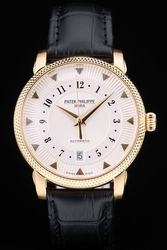 PP Geneve Calatrava Yellow Gold Hobnail Bezel White Dial Arabic Marker Watch