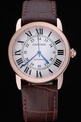 Swiss Cartier  W6801004 Replica Brown Leather Strap Casual Watch SKDT052 24hours Ronde