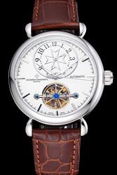 VC Traditionnelle 41mm White Dial Silver Case/Scale/Luminous Pointer Big Sub-dial With Arabic Marker Tourbillon Auto Watch