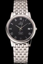 Omega De Ville Co-Axial Chronometer Stainless Steel Case/Bracelet Black Checked Dial Roman Scale Dauphine Hand Date Watch 431.10.41.21.01.001