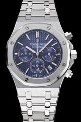 Audemars Piguet Royal Oak Chronograph Blue Tapisserie Dial Luminous Scale Stainless Steel Bracelet Imitated Date Watch 26320ST.OO.1220ST.03