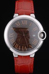 Fake Cartier Swiss  Ballon Bleu 42mm Business Watch SKD320 Red Leather Strap For Husband