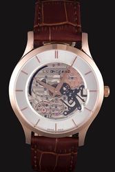 Luxury Chopard L.U.C XP Skeletec 161936-5001 Basel World 18K Rose Gold Case Brown Strap Watch