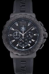TAG Heuer Formula 1 Black Dial Silver Scale Ion-plated Case Rubber Strap Watch CAU1114.FT6024