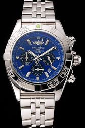 Breitling Chronomat Blue Dial Silver Case Stick Marker Silver Bracelet Quartz Watch AB014012/C830/378A