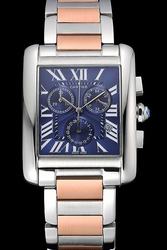 Cartier Sports Tank White Gold   chronograph Watch KDT211 Two Tone SS Bracelet