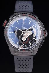TAG Heuer Grand Carrera Black Dial Tachymetre Bezel Perforated Rubber Strap Watch CAV5185.FC6237