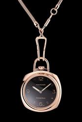 Replica Swiss Panerai Radiomir Pocket Watch Black Dial Rose Gold Case And Chain 1453740