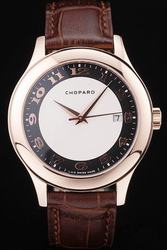 Swiss Made Chopard L.U.C Classic 1227276 18k Rose Gold Case Brown Leather Strap Watch