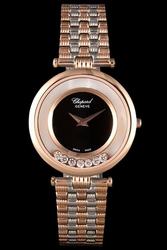 Discount Chopard Happy Diamonds 204180-1201L Mother of Pearl And Black Dial Two Tone Bracelet Watch