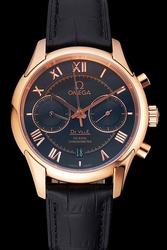Omega De Ville Co-Axial Chronometer 18K Rose Gold Case/Marker/Pointer Black Concentric Dial Two Sub-dials Date Watch 431.13.42.51.01.001