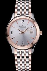 Jaeger-LeCoultre Master Rose Gold Bezel Silver Emissive Dial Arrow/Arabic Scale Dauphine Hands Two-tone Stainless Steel Bracelet Watch