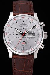 Replica Mido Multifort Chronograph Silver Dial Luminous Scale With Red Arabic Numerals Red Second Hand Three Sub-dials Automatic Watch
