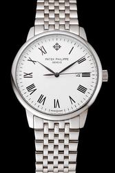 Patek Philippe Calatrava White Dial Balck Hands&Roman Scale Stainless Steel Men Watch