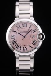Cartier Silver SS Bracelet Ballon Bleu W6920041 Date Swiss Movement Watch SKDT324 Pink Face