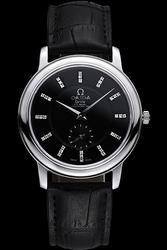 Omega De Ville Co-axial Escapement Silver Case Black Concentric Dial Diamonds Scale Second Display Sub-dial Men Watch