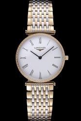 Simulation Longines La Grande Classique Roman Marker 33MM Diamonds Bezel Two-tone Band
