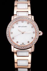 Bvlgari Bvlgari 102375 BBL33WSDS/12 MOP Pearl Dial Gold Diamonds Markers&Bezel Two Tone Bracelet Watch