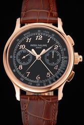 Swiss PP Grand Complication Chronograph Rose Gold Case Arabic Track Scale Luminous Leaf-shaped Pointer Watch
