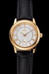 Omega De Ville Prestige Yellow Gold Case/Marker/Pointer Silver Concentric Dial Second Sub-dial Lady Fake Watch
