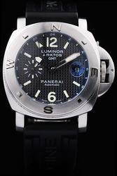 Panerai Luminor Brushed Stainless Steel Case Black Dial Black Rubber Strap 98163 Replica On Line