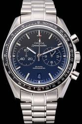 Simulation Omega Speedmaster Black Tachymetre Bezel Black Dial Luminous Scale/Pointer Two Sub-dials Steel Bracelet Quartz Date Watch 311.30.44.51.01.002