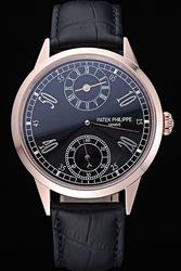Simulation Patek Philippe Complications Rose Gold Case Two Sub-dials Arabic Roman Scale Watch