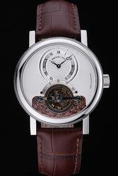 Breguet Classique White Dial Silver Case Brown Leather Strap Watch Reproduction on Sale