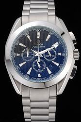 Men Omega Seamaster Aqua Terra Black Striated Dial Arrow Hour Scale Dauphine Pointer Three Sub-dials Steel Bracelet Date Watch 231.10.44.50.01.001