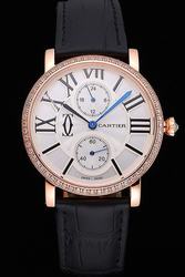 Cartier Rose Gold Ronde Engagement Jewelry  24 Hours WR007001 Watch KDT059 Diamond Bezel