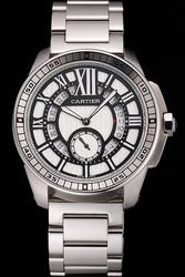Cartier Replica SS Bracelet Fake Silver Tachymeter  Bezel 42 mm Watch KDT263 Gents Calibre