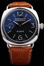 Panerai Radiomir Black Seal  8 Days Acciaio 45MM Black Dial Brown Leather Strap Automatic PAM00609 Watch