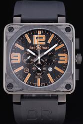 Bell Ross BR 01-92 Fashion Black Carbon Fiber Watch Replica With Orange Markers