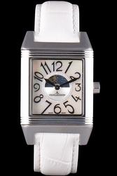 Jaeger le Coultre Reverso Squadro Lady White Leather Strap Pearl Dial 41970  Replica Watch