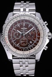 Swiss Breitling Bentley Motors T Silver Case Brown Dial Stainless Steel Quartz Watch A2536313/Q502