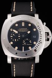 Panerai Luminor Submersible Power Reserve Black Dial Stainless Steel Case Subdial Date Watch